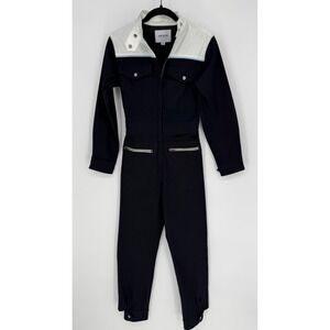 FRANKIES BIKINIS AIELLO GARAGE JUMPSUIT NAVY BLUE WHITE XS